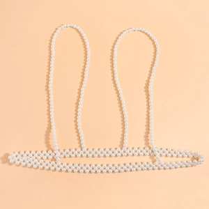 Elegante witte parelmoer lichaamsketting met dubbele rij taille en schouderbanden