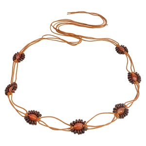 Chaîne de taille tressée à la main pour femmes avec perles en bois et pierres d'agate