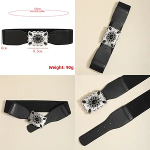 Détails de ceinture élastique pour femme avec boucle bohème et pierre précieuse