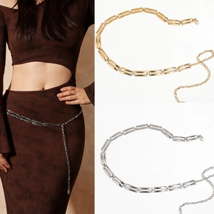 Cintura Donna Vintage con Intaglio in Metallo Catena per il Corpo Geometrica Elegante Accessorio in Lega di Zinco Oro Argento