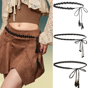 Catena da Vita Donna Intrecciata Floreale Boema Elegante Etnica Taglio Laser con Nappina Cintura a Corda Regolabile per Abito