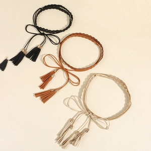 Cinture a catena in vita intrecciate a fiori per donna in nero, marrone e beige