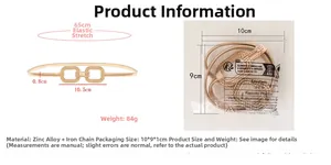 Spécifications détaillées de la ceinture chaîne élastique dorée avec boucle carrée