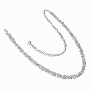 Silberne Perlen-Taillenkette aus Metall mit mehreren Lagen und Karabiner für Kleider