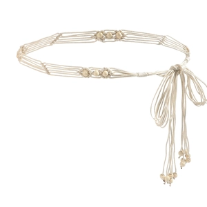 Ceinture tressée bohème faite main en corde de coton avec perles en bois pour femmes
