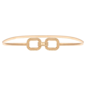 Ceinture métallique dorée élastique avec boucle carrée pour robes élégantes