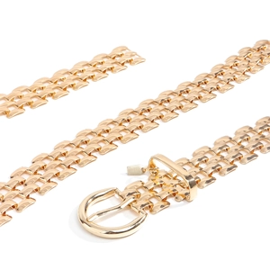 Goldener Ketten-Gürtel für Damen mit Metallgliedern und runder Schnalle für Kleider