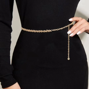Modische goldene Perlen-Metall-Taillenkette mit Kugelanhänger für Damenkleider