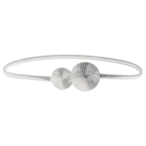 Cintura elastica in metallo argento con fibbia rotonda a raggiera per abiti da donna