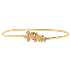 Elastische goldene Metall-Taillenkette mit drei detaillierten floralen Akzenten für Damen