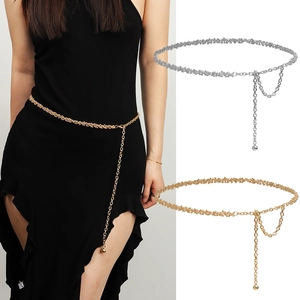 Eleganter Metallketten Gürtel Für Damen Mode Perlen Taillenkette Kleid Accessoire Gold Silber Verstellbarer Körperketten Gürtel