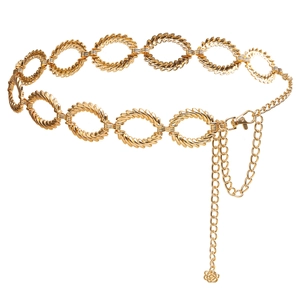 Ceinture élégante en chaîne métallique dorée avec grands anneaux pour robes femme