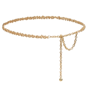 Eleganter goldener Perlen-Taillengürtel für Damen mit Karabinerverschluss und polierter Metallperle