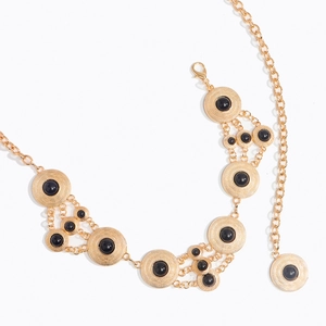 Vintage Gold Bohemian Waist Chain For Women Metal Body Chain With Black Gems Summer Beach Adjustable Belt Jewelry