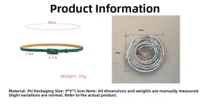 Vue détaillée d'une ceinture en similicuir vert foncé de 105 cm, largeur 1,5 cm, boucle