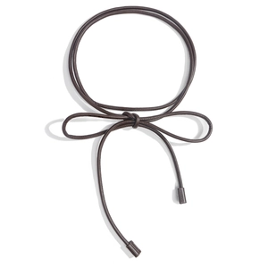 Minimalist dark brown PU leather thin waist rope belt with bow knot for summer dresses