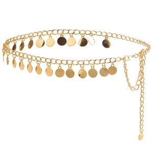 Chaîne de taille bohème en métal doré avec pendentifs ronds et fermoir réglable