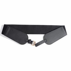 Ceinture élastique noire pour femme avec boucle dorée pour cintrer les robes d'été