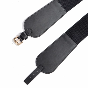 Ceinture élastique noire pour femme avec boucle dorée pour styliser les robes