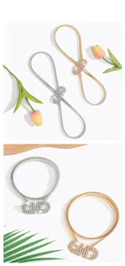 Détails des chaînes de taille élastiques en or et argent avec boucles en strass