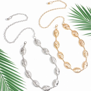 Women's trendy oval chain metal waist belt in gold and silver finish with lobster clasp