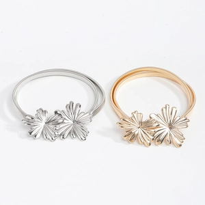 Cinture elastiche in metallo oro e argento con fibbia a doppio fiore per abiti da donna