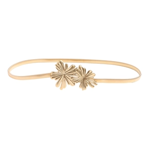 Elegante cintura elastica dorata da donna con fibbia a forma di doppio fiore margherita