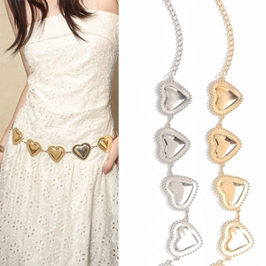 Élégante Ceinture Chaîne de Taille en Métal en Forme de Cœur Pour Femmes Mode Réglable Accessoire de Robe Or Argent Bijoux