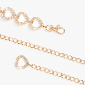 Élégante ceinture chaîne cœur dorée avec strass scintillants pour robes de mode féminine