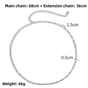 Dettaglio della catena corpo argento con dimensioni e 68 cm di lunghezza principale