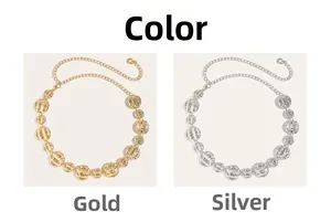 Detail showing vintage gold and silver hollow metal ball waist chains for dresses