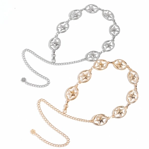 Ceintures chaînes vintage en métal pour femmes avec maillons étoiles en or et argent