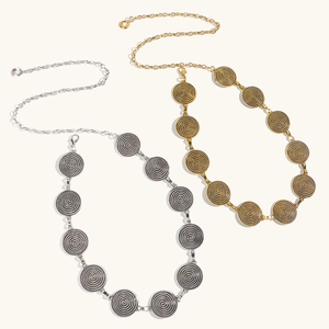 Chaîne de taille bohème élégante en métal doré et argenté avec texture en spirale