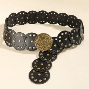 Vintage Western Gürtel für Damen mit Metallscheiben und gravierter böhmischer Schnalle