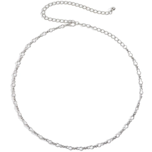 Catena da vita minimalista in metallo argento con maglie a cuore e moschettone regolabile
