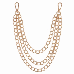 Punk style triple layer gold metal pant chain with lobster clasps for trousers