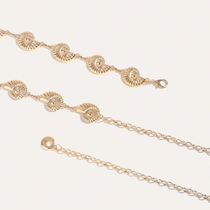 Elegant gold nautilus shell body chain with circular links and adjustable lobster clasp