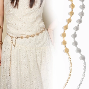 Fashion Metal Chain Belt For Women Bohemian Hollow Ball Decorative Waist Chain Plated Dress Shirt Accessory For Women