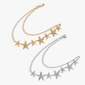 Bohemian gold and silver starfish body chain layered waist necklace for summer beach