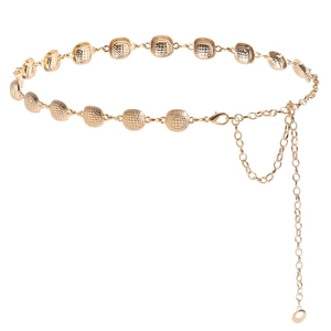 Elegant gold metal waist chain with textured oval links and adjustable lobster clasp