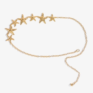 Bohemian gold starfish waist chain for beach bikini body jewelry with adjustable clasp