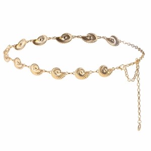 Elegant gold seashell chain belt for women with adjustable lobster clasp and metal links