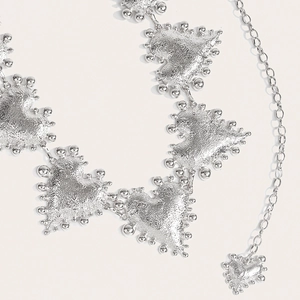 Trendy silver heart waist chain belt with vintage hammered texture for women dresses