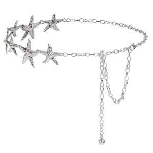 Bohemian silver starfish waist chain for women, sexy summer beach bikini body jewelry