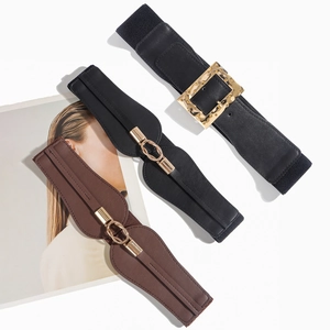 Ceintures élastiques pour femmes en noir et marron avec boucles dorées élégantes