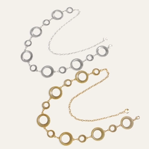Retro geometrische metalen taillekettingen in goud en zilver met ronde schakels