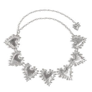 Silver heart waist chain with hammered texture and adjustable lobster clasp