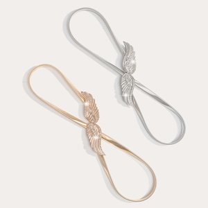 Chaîne de taille élastique or et argent avec ailes d'ange en strass pour robes