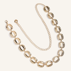 Retro goudmetalen tailleketting met gepolijste ovale schakels en een karabijnsluiting