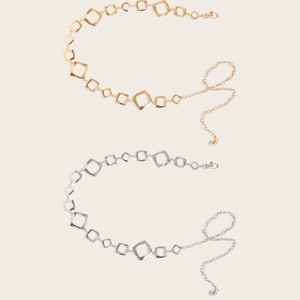 Unregelmäßige hohle geometrische quadratische Metall-Taillenkette in Gold und Silber